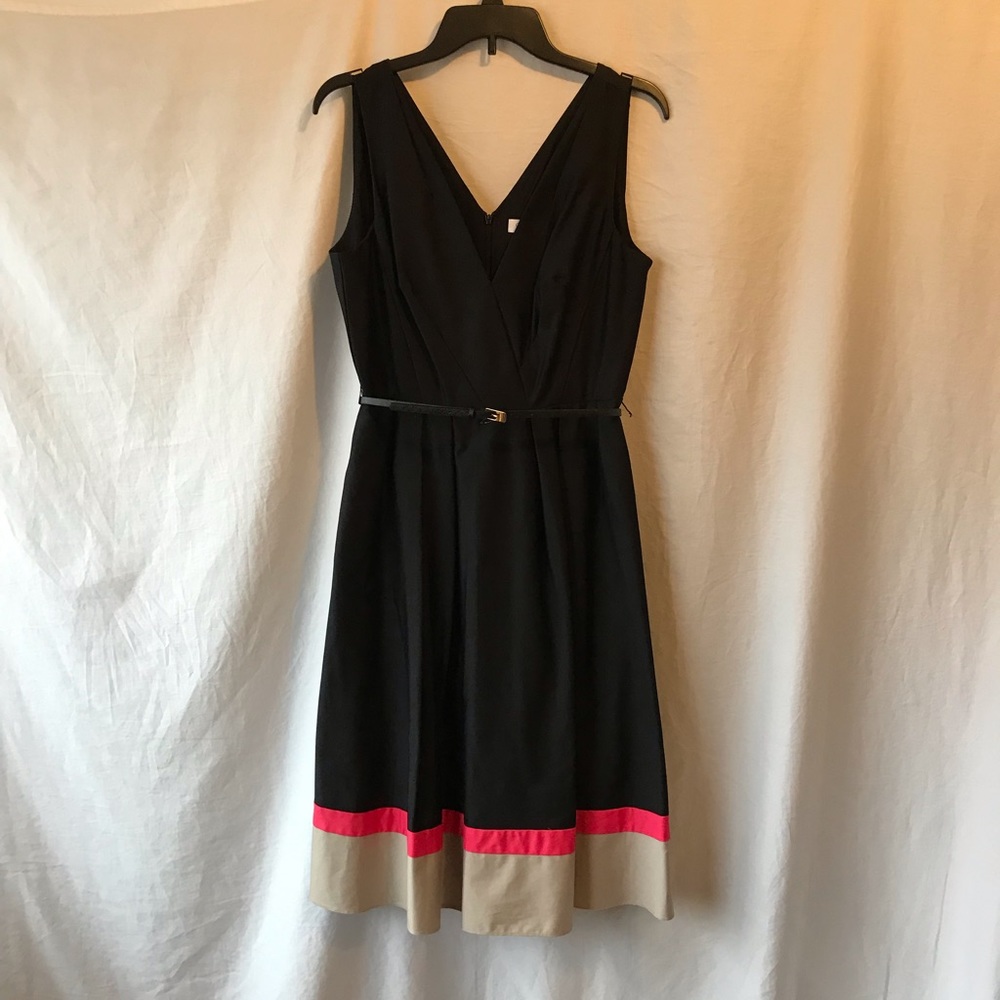 Calvin Klein knee length dress w/ belt, size 6